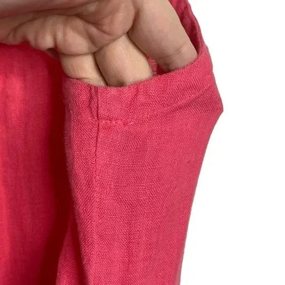 Gaiam Woman's XS Sleeveless Maxi Dress Lagenlook Coral Pink Linen Vacation Dress - Picture 11 of 14